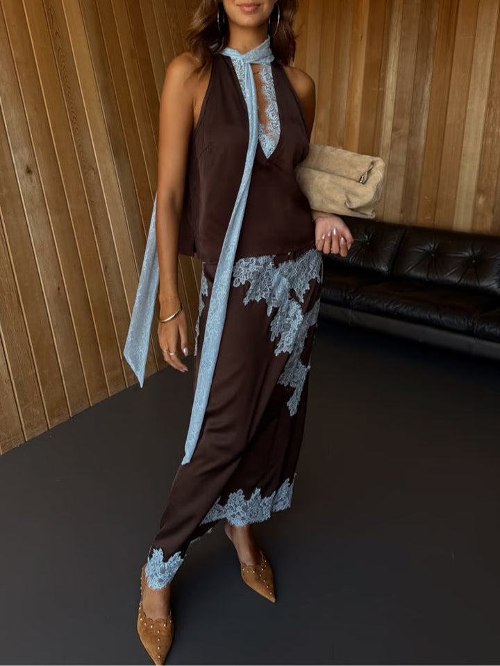 Women’s Coordinated Set | Halter Top & Midi Skirt