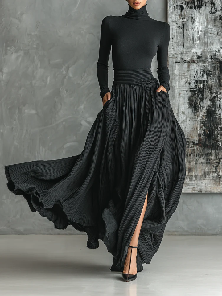 Women’s Outfit Set | High Neck Top with Maxi Skirt