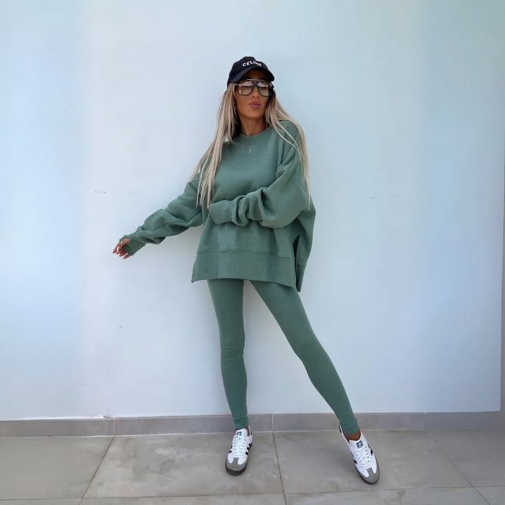 Women's long sleeve sweatshirt and full-length leggings set