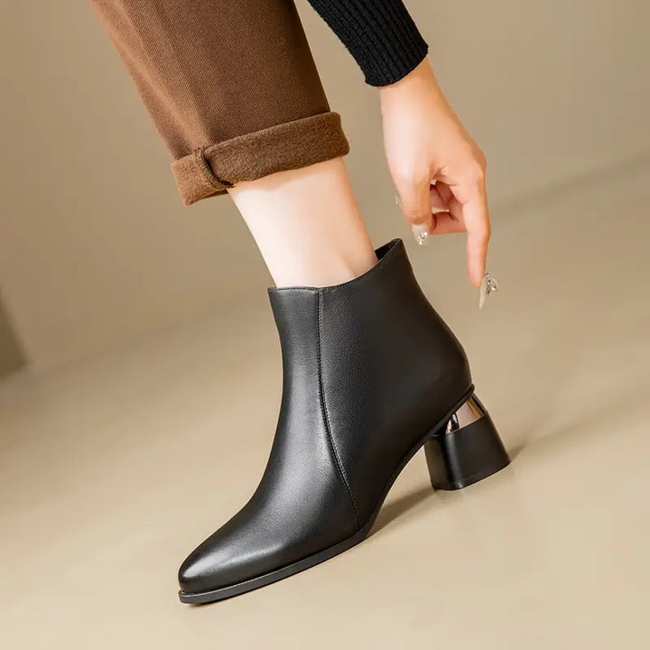 Boots For Women | Ankle Block Heel Rounded Toe Style