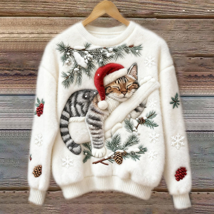 Women’s Sweater | 3D-Effect Kitten Graphic