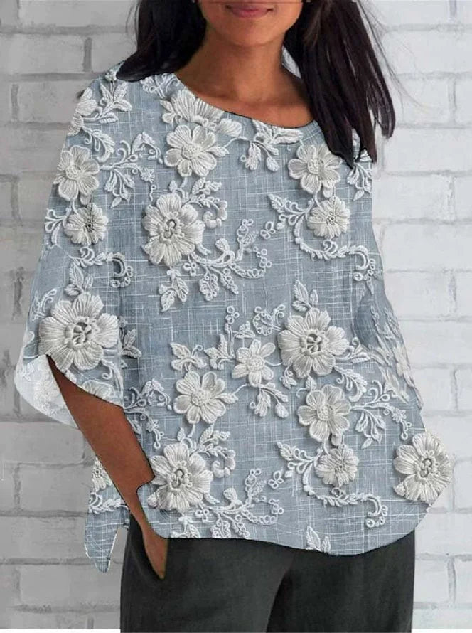 Women's Blouse | Vintage Embroidery Floral