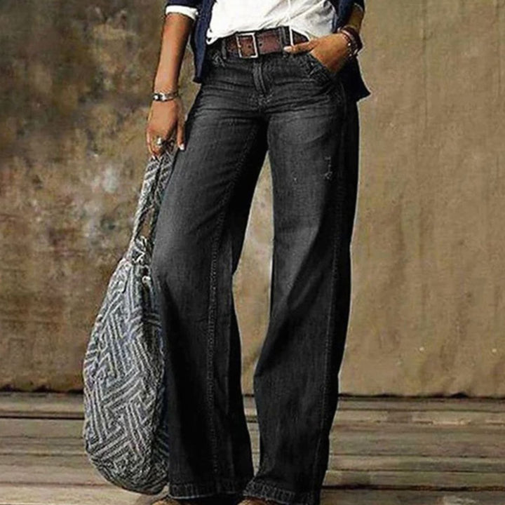 Adele | Women's High-Waist Relaxed Fit Faded Denim Wide-Leg Jeans