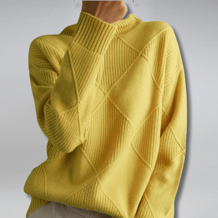 Sweater for Women | Diamond-Pattern Mock-Neck