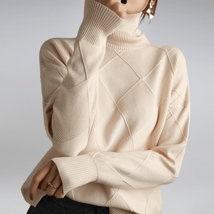 Sweater for Women | Diamond-Pattern Mock-Neck