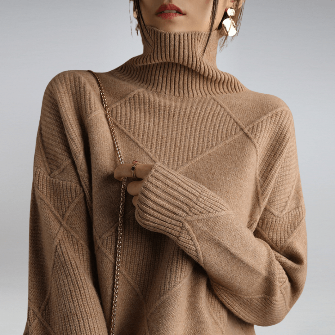 Sweater for Women | Diamond-Pattern Mock-Neck
