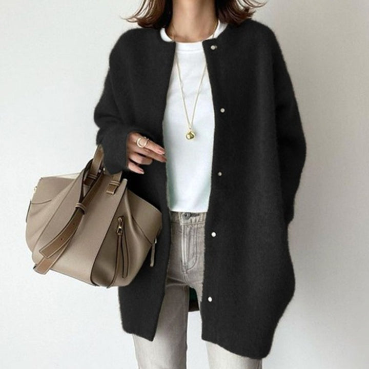 Allegra | Women's Oversized Button-Down Fluffy Knit Winter Cardigan