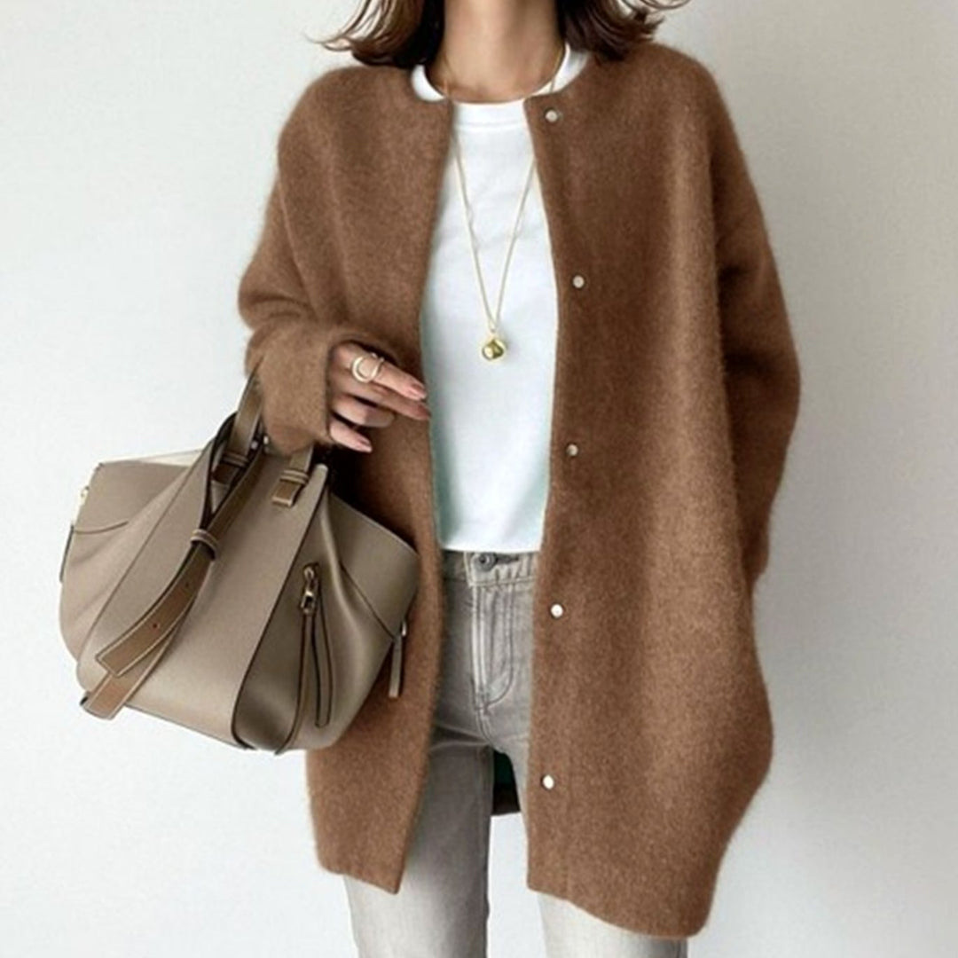 Allegra | Women's Oversized Button-Down Fluffy Knit Winter Cardigan