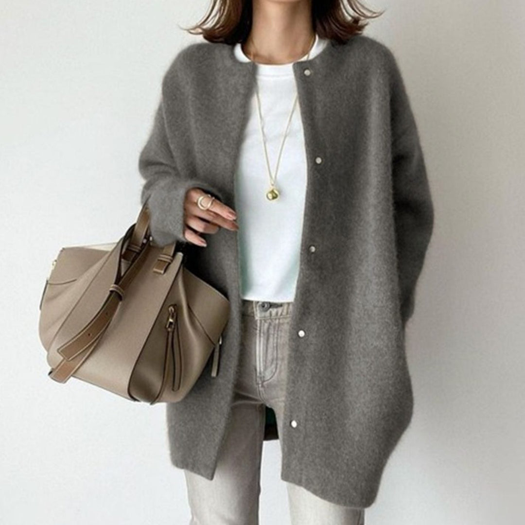 Allegra | Women's Oversized Button-Down Fluffy Knit Winter Cardigan