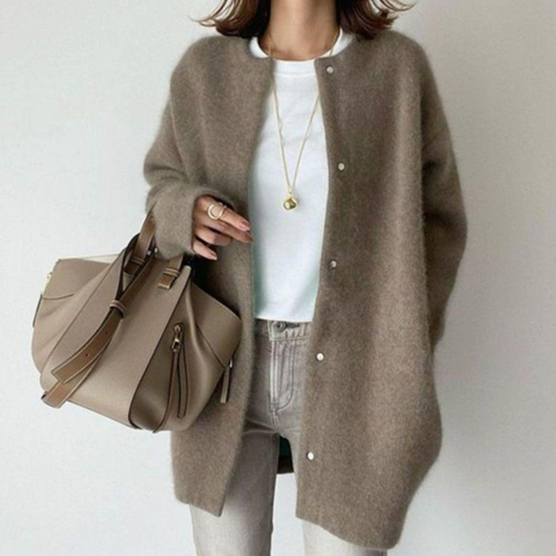 Allegra | Women's Oversized Button-Down Fluffy Knit Winter Cardigan