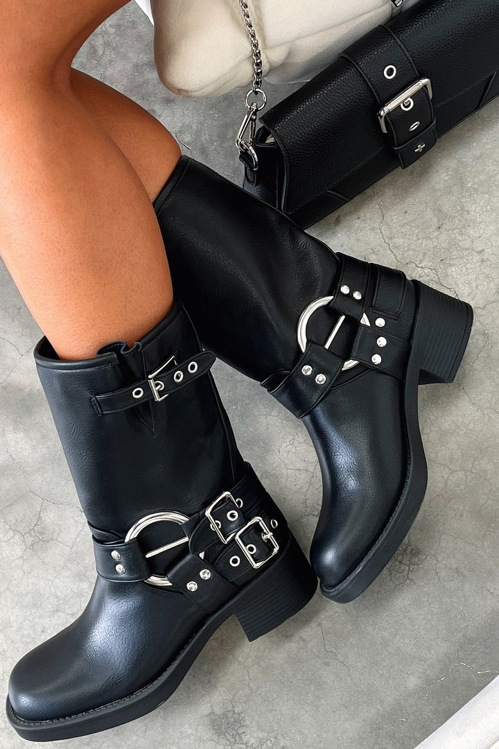 Boots For Women | Buckle Detail Block Heel Style