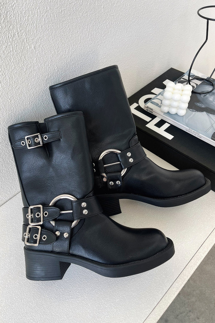 Boots For Women | Buckle Detail Block Heel Style