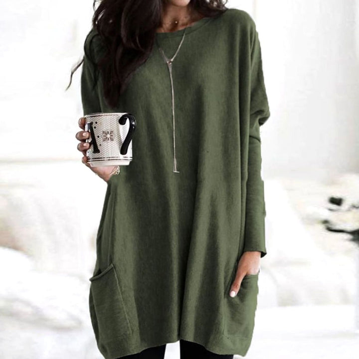 April | Women's Long Oversized Crewneck Sweater with Pockets