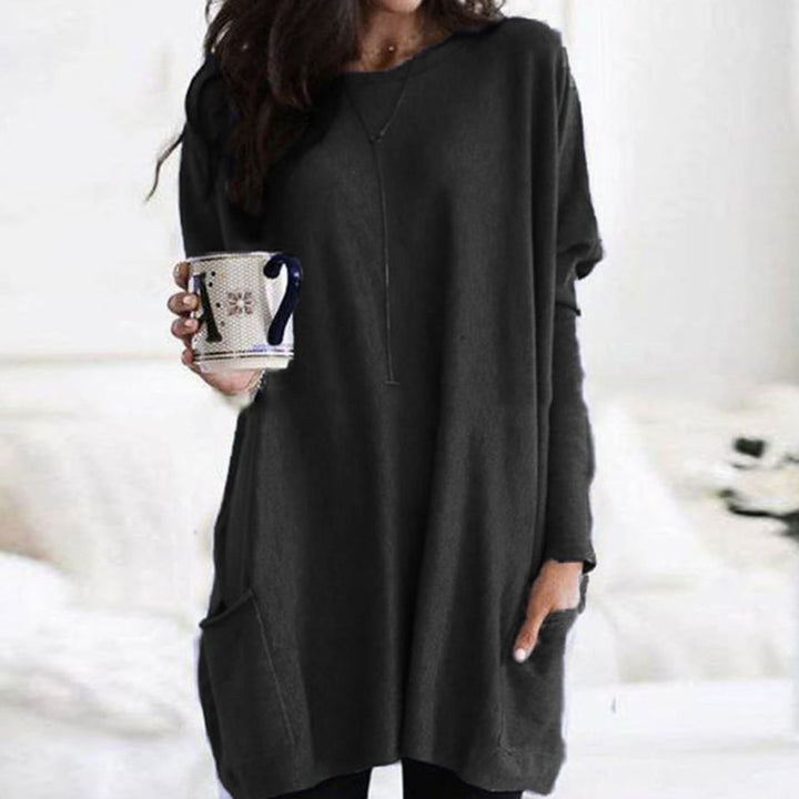 April | Women's Long Oversized Crewneck Sweater with Pockets
