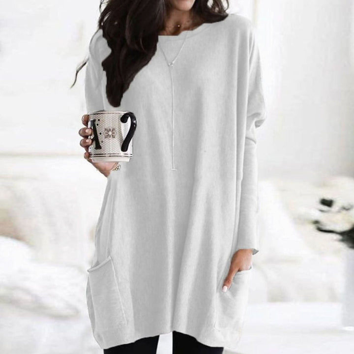 April | Women's Long Oversized Crewneck Sweater with Pockets