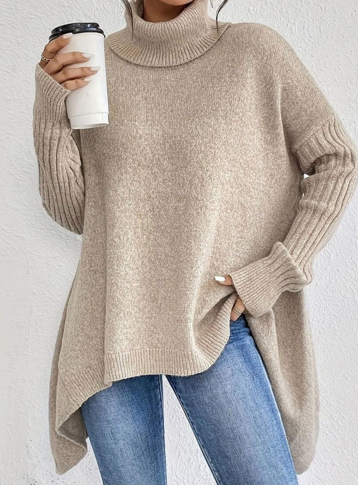 Arden | Women's Oversized Cashmere Turtleneck Longline Knit Sweater