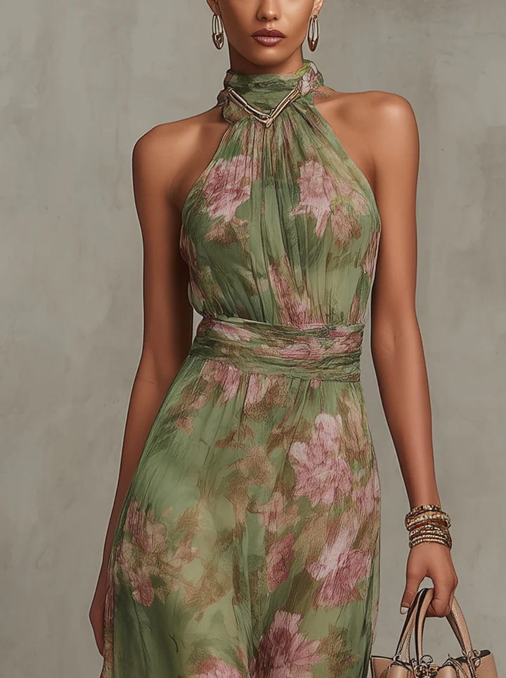 Women's Green Maxi Dress | Halter Style