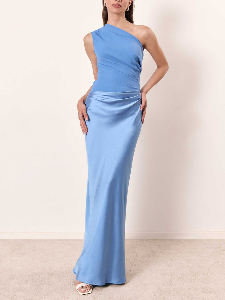 Women's Wedding Guest Maxi Dress | Asymmetric Pleat
