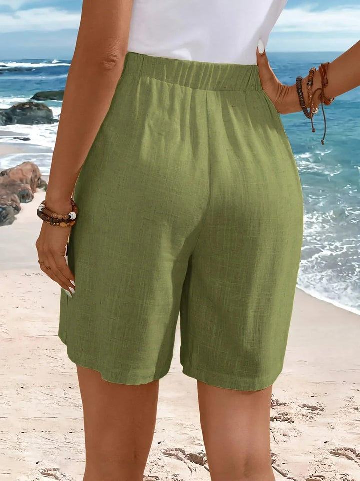 Shorts for Women | Wrap Front Button High Waist