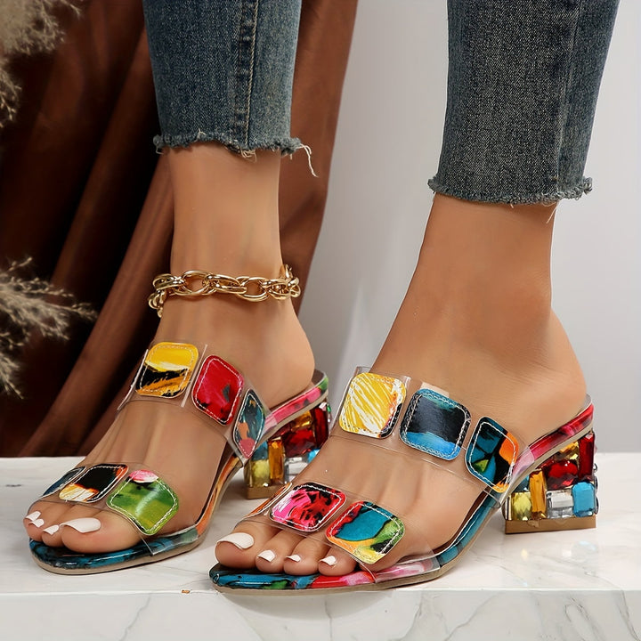 Women’s Heels | Colorful Block Open Toe