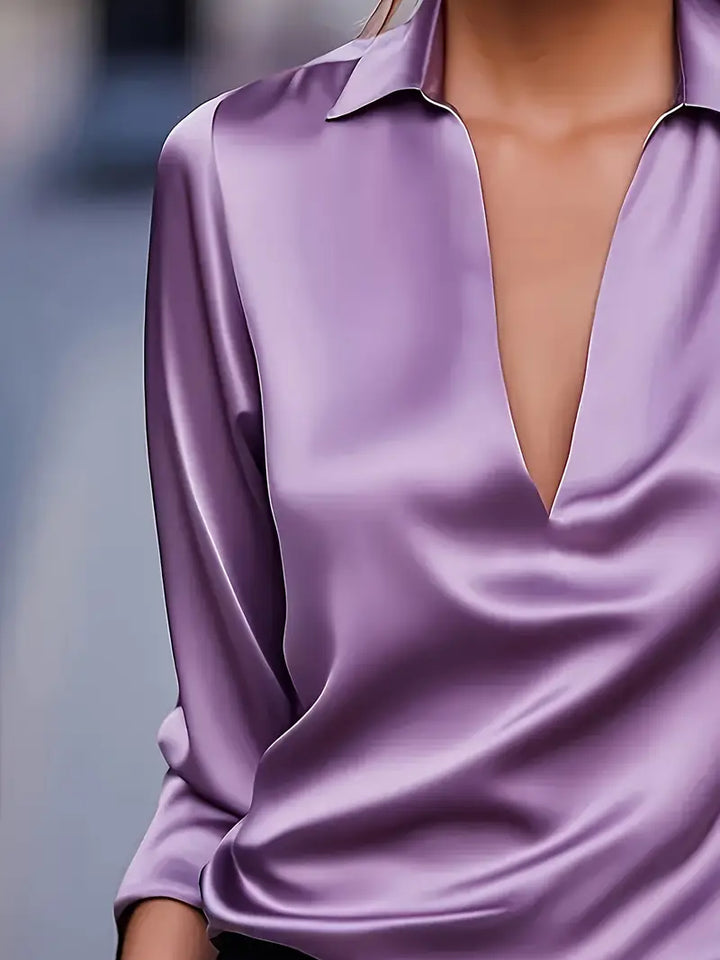 Blouse For Women | Draped Neck Long Sleeve