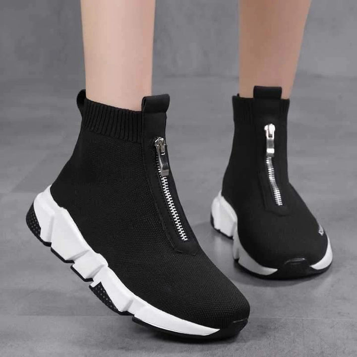 Boots For Women | Knit Shaft Side Zipper Ankle Style