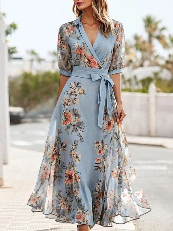Women's Midi Sundress | Floral Wrap V-Neck