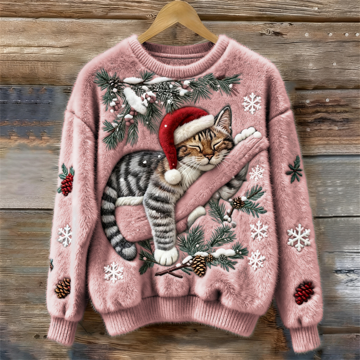 Women’s Sweater | 3D-Effect Kitten Graphic