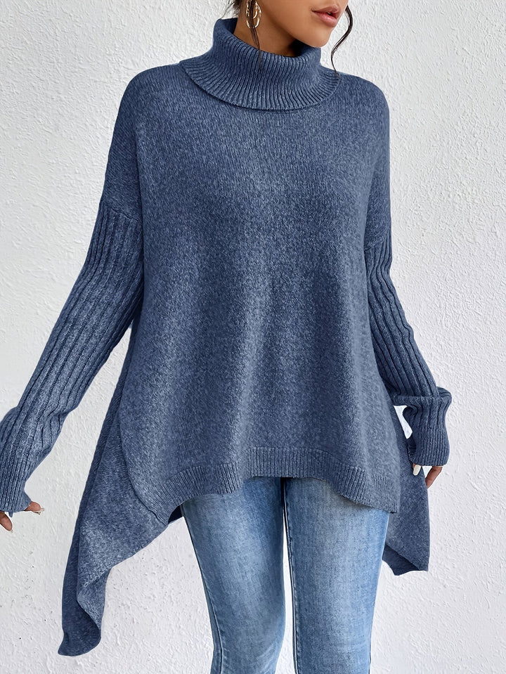Women's Sweater | Folded Turtleneck Loose Fit
