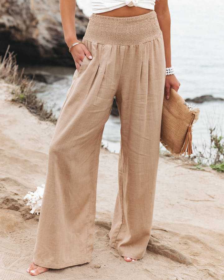 Women’s Trousers | Smocked Waist Wide Leg