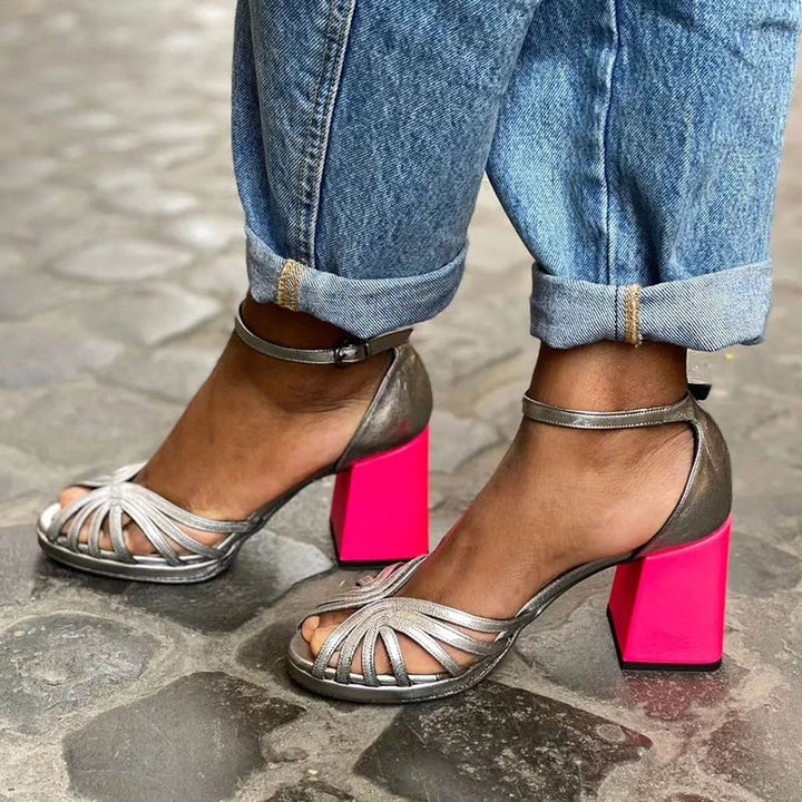 Women’s Heels |  Shiny Open Toe Ankle Strap