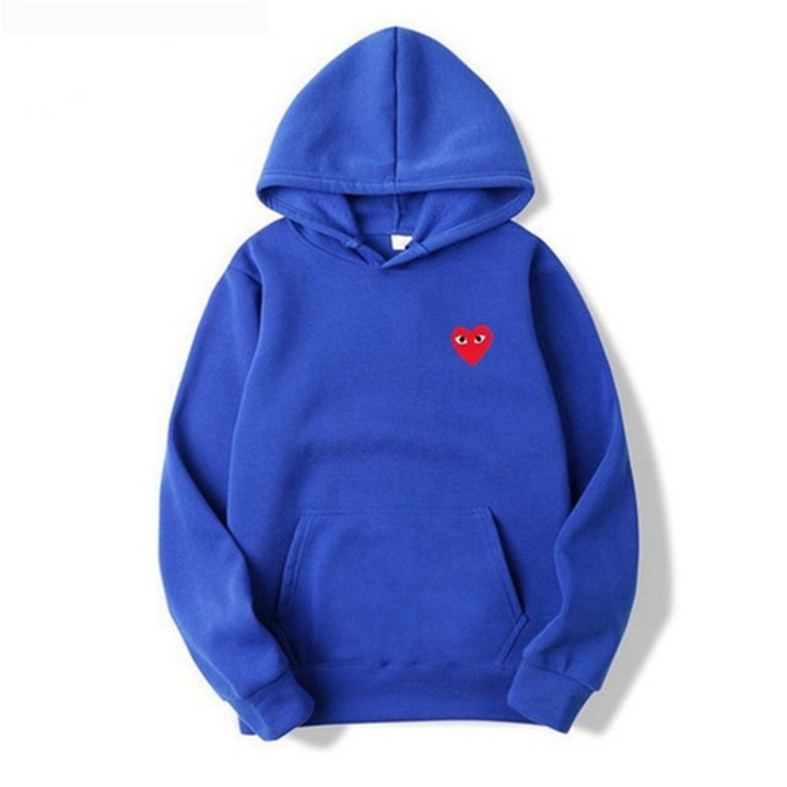 Women's pullover hoodie with hood, long sleeves, kangaroo pocket and heart eye motif