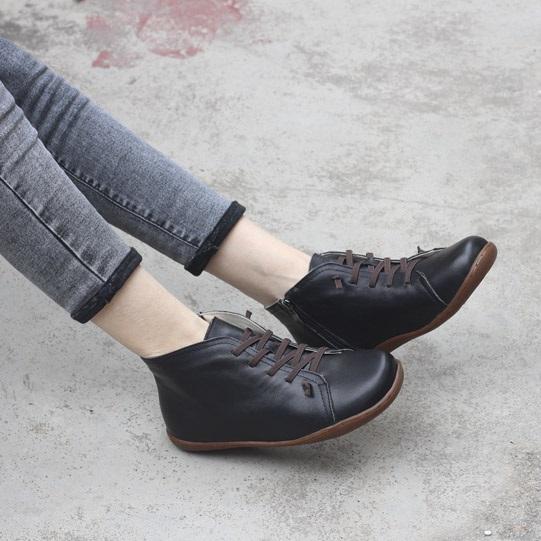 Boots For Women | Rounded Toe Lace Up Low Ankle Style