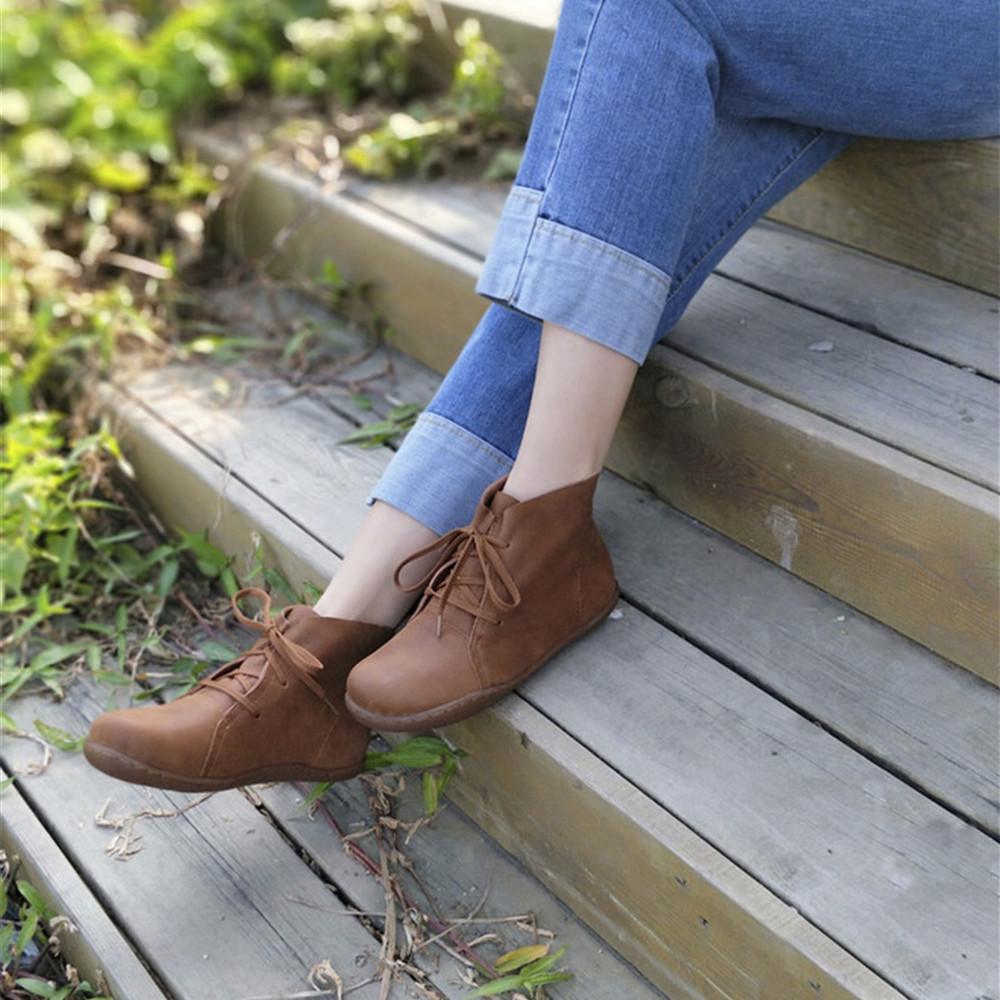 Boots For Women | Lace Up Ankle Flat Style