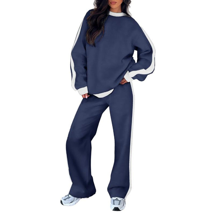 Women's Sweatshirt Set | Crew Neck Top & Wide Leg Pants