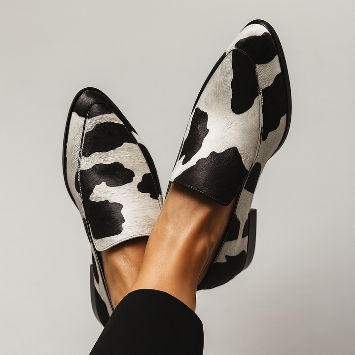 Women’s Loafers | Slip-On with Cow Print