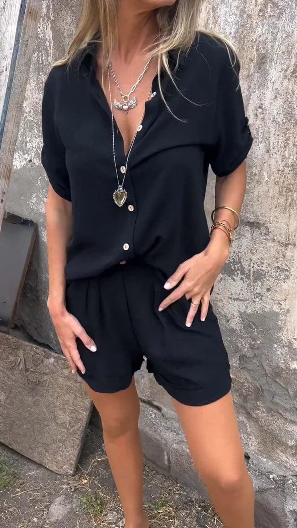 Women’s Outfit Set | Button Shirt Shorts