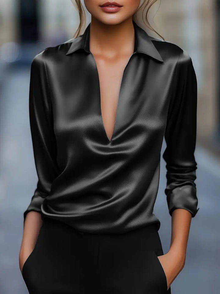 Blouse For Women | Draped Neck Long Sleeve