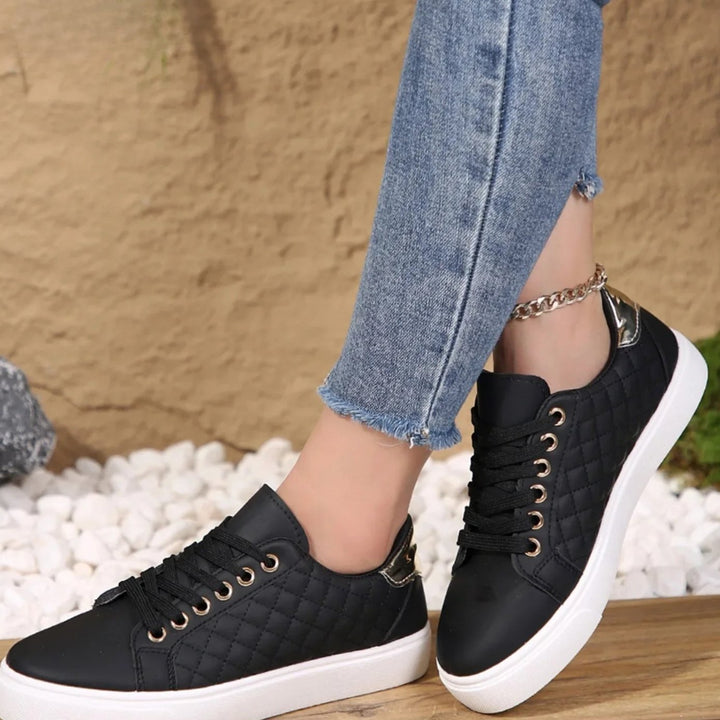 Cara | Women's Quilted Lace-Up Gold-Detail Orthopedic Shoes Sneakers