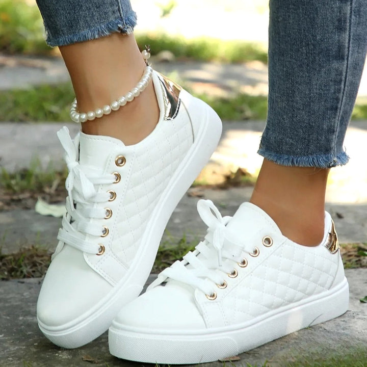 Cara | Women's Quilted Lace-Up Gold-Detail Orthopedic Shoes Sneakers