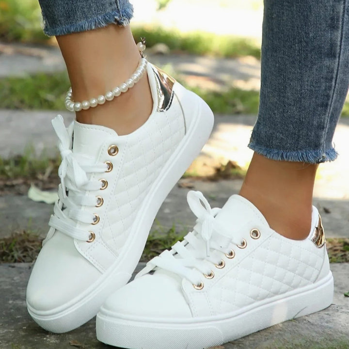 Cara | Women's Quilted Lace-Up Gold-Detail Orthopedic Shoes Sneakers
