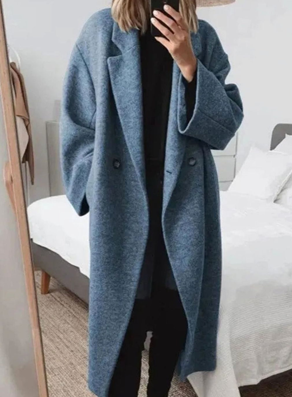 Carissa | Women's Oversized Relaxed-Fit Double-Breasted Long Coat