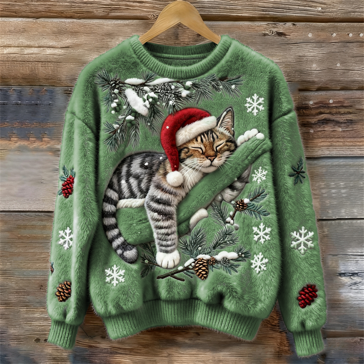 Women’s Sweater | 3D-Effect Kitten Graphic