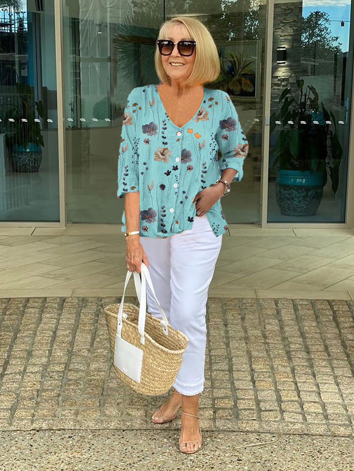 Blouse for Women | V-Neck Floral Style