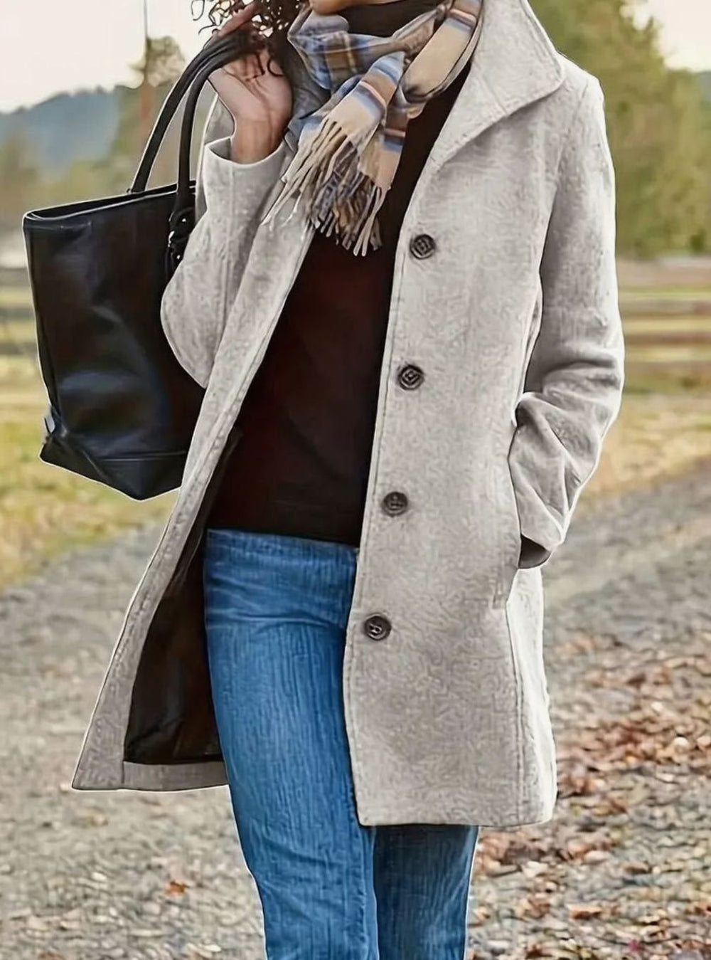 Celia | Women's Stylish Slim-Cut Wool Coat with Button Front