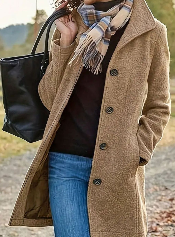 Celia | Women's Stylish Slim-Cut Wool Coat with Button Front