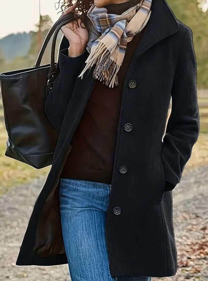 Celia | Women's Stylish Slim-Cut Wool Coat with Button Front