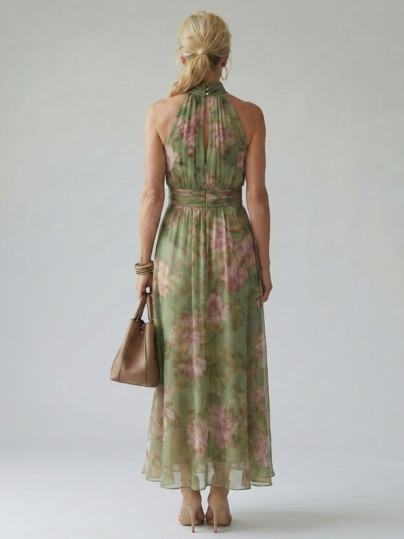 Women's Green Midi Dress | Halter Style