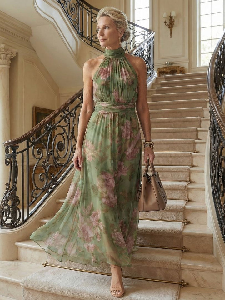 Women's Green Midi Dress | Halter Style