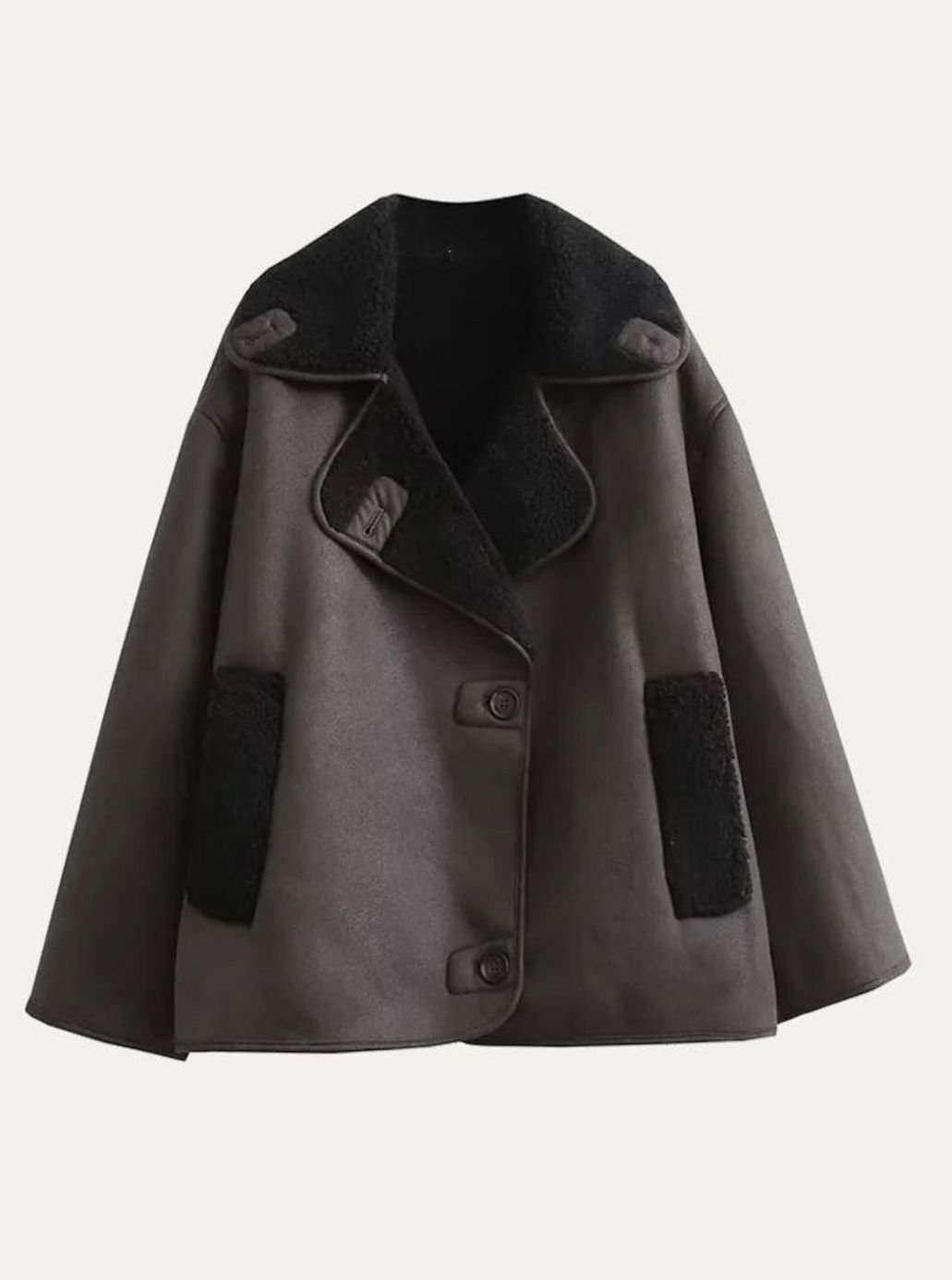 Coral | Women's Oversized Shearling-Lined Double-Breasted Jacket